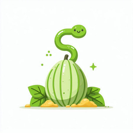 Cute cartoon watermelon character. Vector illustration on white background.のイラスト素材