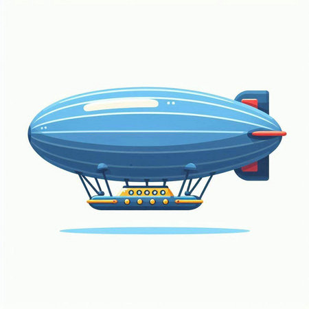Airship. Vector illustration of an airship in cartoon style.のイラスト素材