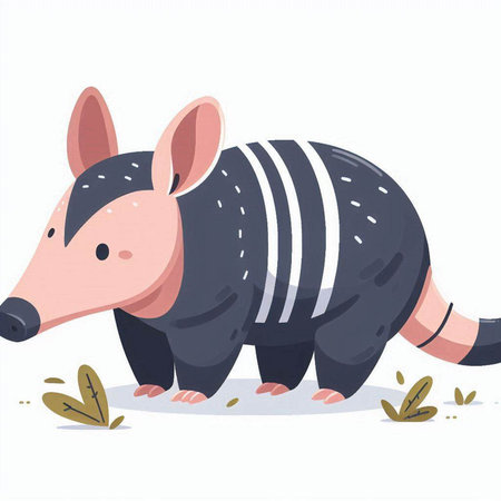 Armadillo on white background. Vector illustration in cartoon style.のイラスト素材