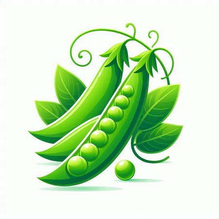 Green peas on a white background. Vector illustration. Eps 10.のイラスト素材
