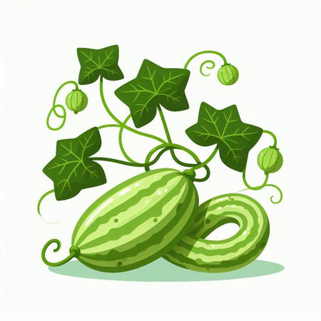 Cucumber with leaves isolated on white background. Vector illustration.のイラスト素材