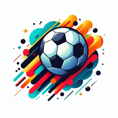 Soccer ball on abstract colorful background. Vector illustration. Eps 10のイラスト素材