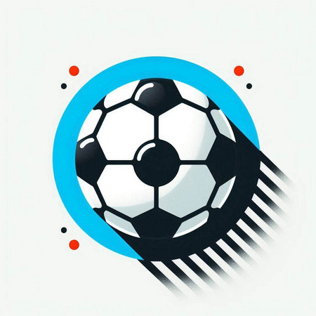 Soccer ball on a blue background with circles. Vector illustration.のイラスト素材
