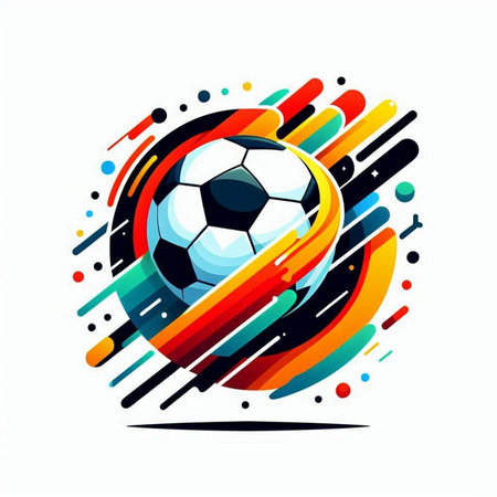 Soccer ball on abstract colorful background. Vector illustration for your designのイラスト素材