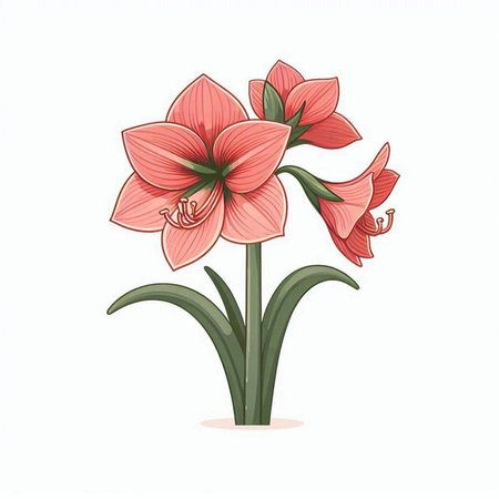 Beautiful red lily flower isolated on white background. Vector illustration.のイラスト素材