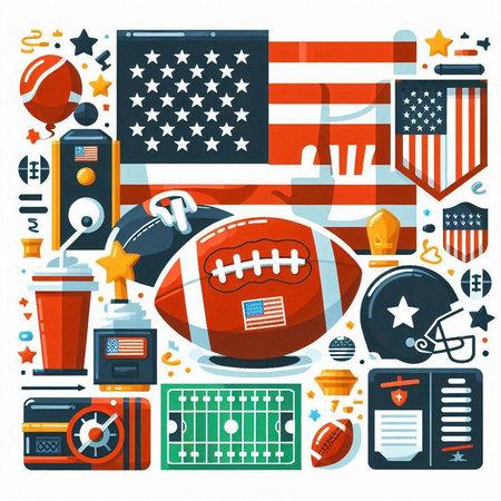 American football flat icons set. American football, american football, american football, american football, american football, american football, baseball, rugby, soccer, american football, basketball, baseball, rugbyのイラスト素材