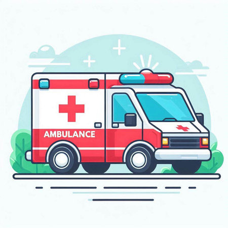 Ambulance car. Flat style vector illustration on white background.のイラスト素材