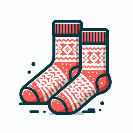 Vector illustration of Christmas socks. Isolated on a white background.のイラスト素材