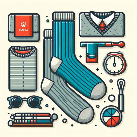 Set of sports equipment and accessories. Vector illustration in flat style.のイラスト素材