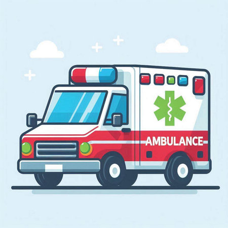 Ambulance car. Ambulance vehicle. Vector illustration.のイラスト素材
