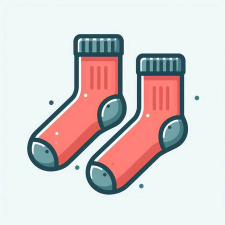 Pair of red socks. Vector illustration in trendy flat style.のイラスト素材