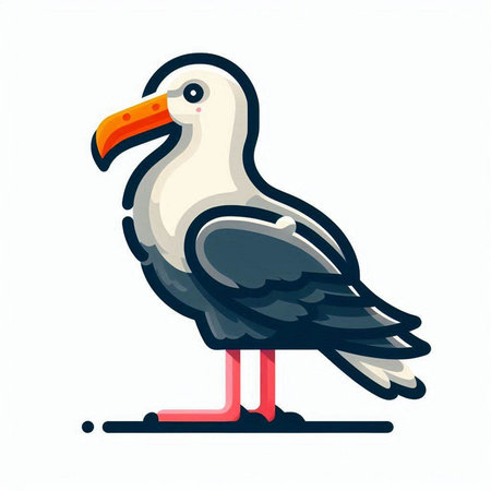 Seagull isolated on a white background. Vector illustration in flat style.のイラスト素材