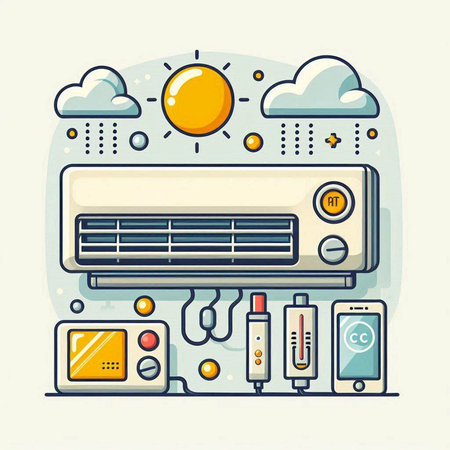 Air conditioner. Flat style vector illustration. Modern flat design.のイラスト素材