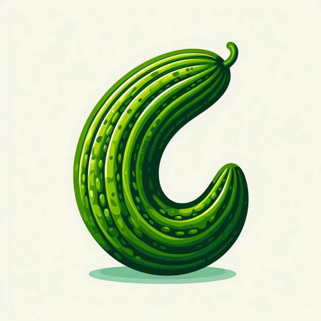 Cucumber letter. Vector illustration of cucumber font isolated on white background.のイラスト素材