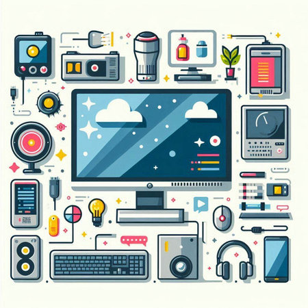 Flat design modern vector illustration concept of cloud computing technology and internet.のイラスト素材