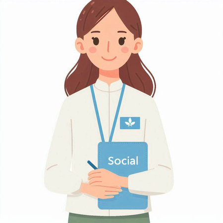 Illustration of a female nurse wearing a lab coat and holding a clipboardのイラスト素材