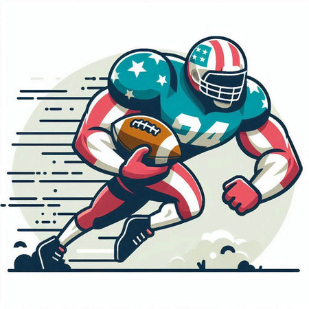 American football player running with ball. Vector illustration for your design.のイラスト素材