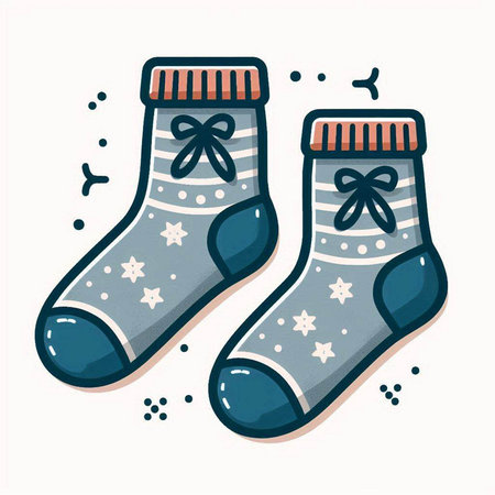 Vector illustration of a pair of christmas socks with snowflakesのイラスト素材