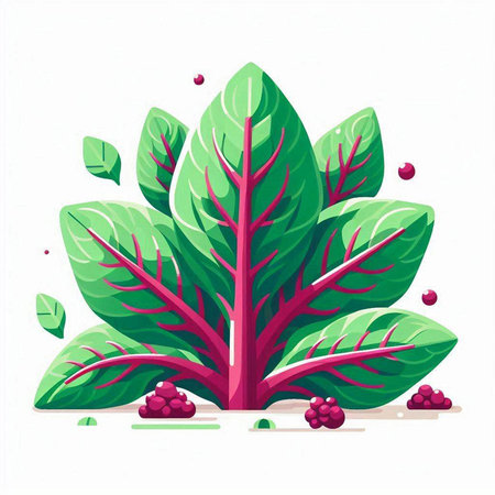 Bunch of red chard on white background. Vector illustration.のイラスト素材