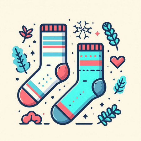 Socks. Vector illustration. Flat linear design. Concept for web banners, printed materials.のイラスト素材