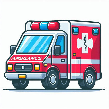 Ambulance car isolated on a white background. Vector illustration.のイラスト素材
