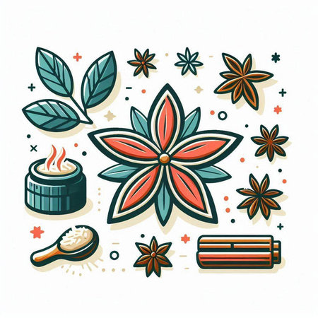 Spa and aromatherapy colorful icons set. Vector illustration.のイラスト素材