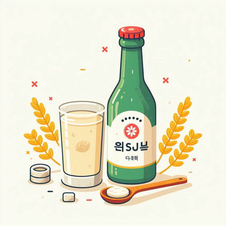 Illustration of a bottle of sesame oil and a glass of sesame oilのイラスト素材