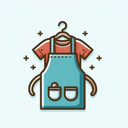 Apron with a hanger. Vector illustration in flat style.のイラスト素材