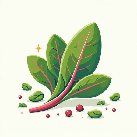 Bunch of fresh chard with green leaves. Vector illustration.のイラスト素材