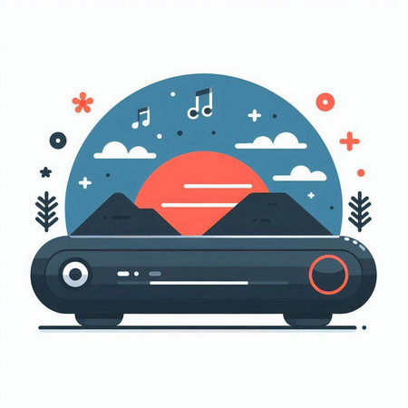 Music player in flat style. Vector illustration in a flat style.のイラスト素材