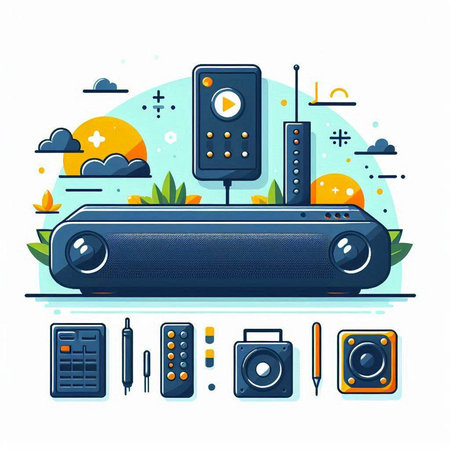 Audio system. Vector illustration in flat design style. Music equipment.のイラスト素材