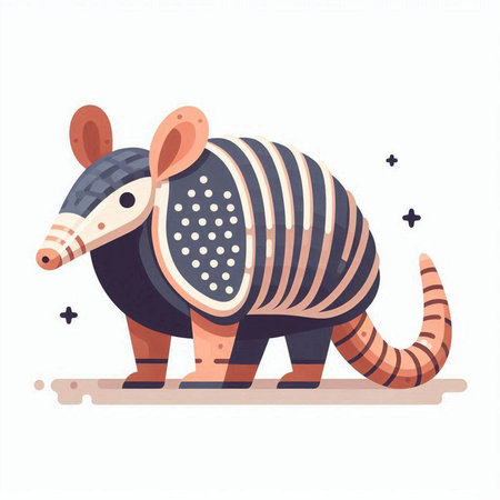 Armadillo cartoon vector illustration. Cute animal in flat style.のイラスト素材