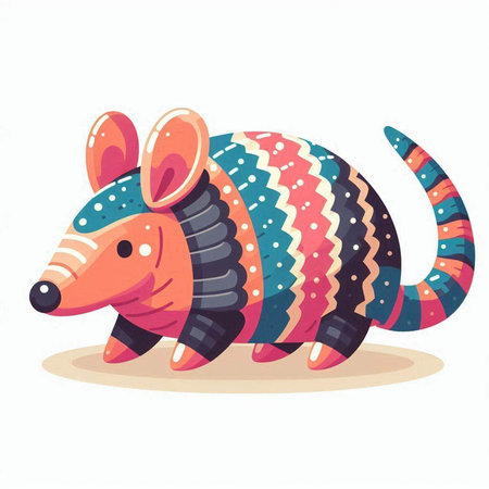 Cute cartoon armadillo. Vector illustration isolated on white background.のイラスト素材