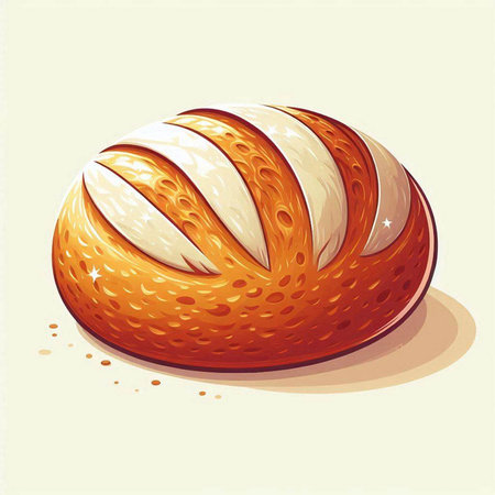 Illustration of a freshly baked loaf of bread on a light backgroundのイラスト素材