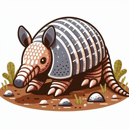 Armadillo on the ground. Vector illustration of an animal.のイラスト素材