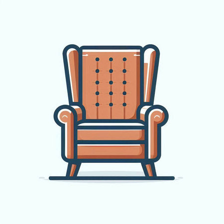 Armchair icon. Vector illustration in flat style. Isolated on white background.のイラスト素材