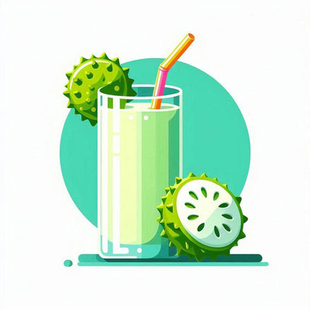 Cucumber juice in a glass on a white background. Vector illustration.のイラスト素材