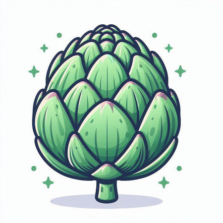 Illustration of a fresh green artichoke on a white backgroundのイラスト素材