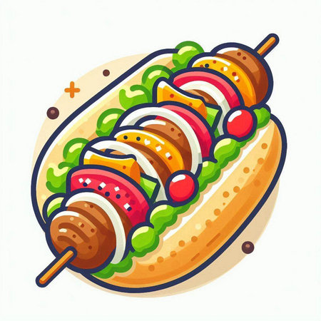 Hot dog icon isolated on white background. Fast food vector illustration.のイラスト素材