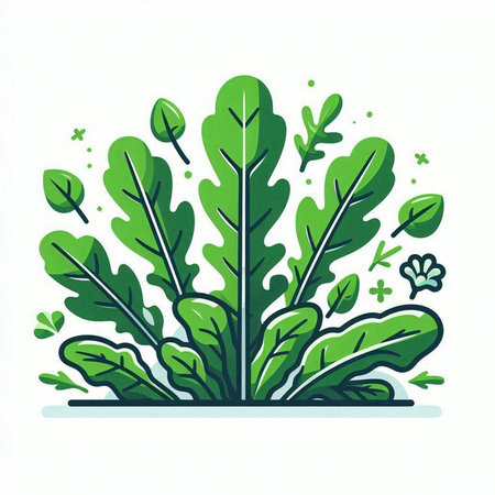 Illustration of green leaves on a white background. Vector illustration.のイラスト素材