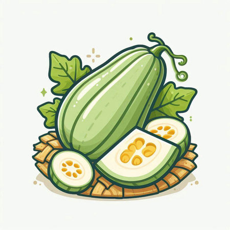 Zucchini vector illustration on white background. Vegetable icon.のイラスト素材