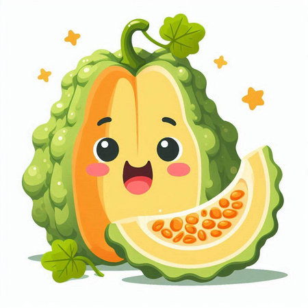 Funny kawaii kawaii papaya fruit vector illustration.のイラスト素材