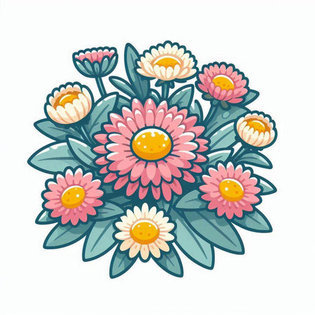 Bouquet of daisies. Hand drawn vector illustration.のイラスト素材