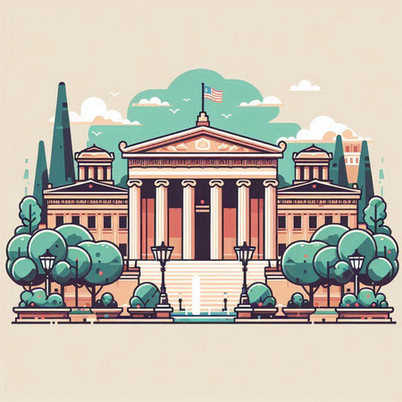 Illustration of the building of the Academy of Athens, Greece.のイラスト素材