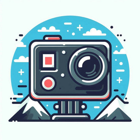 Camera icon in flat style. Vector illustration of an old camera.のイラスト素材