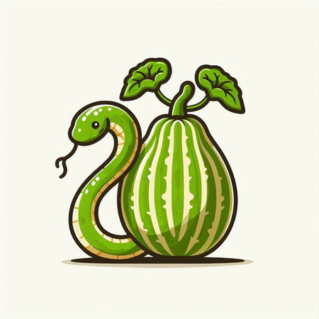 Watermelon and snake. Vector illustration of a watermelon and snake.のイラスト素材