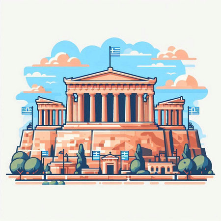 Athens, Greece. Famous landmark. Vector illustration in flat styleのイラスト素材