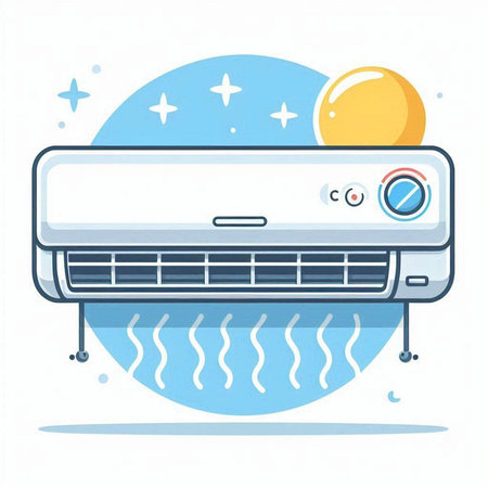 Air conditioner icon. Vector illustration in flat style on white background.のイラスト素材