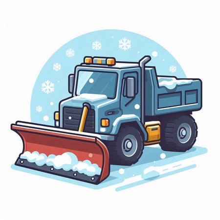 Snow plow in cartoon style. Vector illustration isolated on white background.のイラスト素材