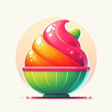 Vector illustration of colorful ice cream in a bowl on a light backgroundのイラスト素材